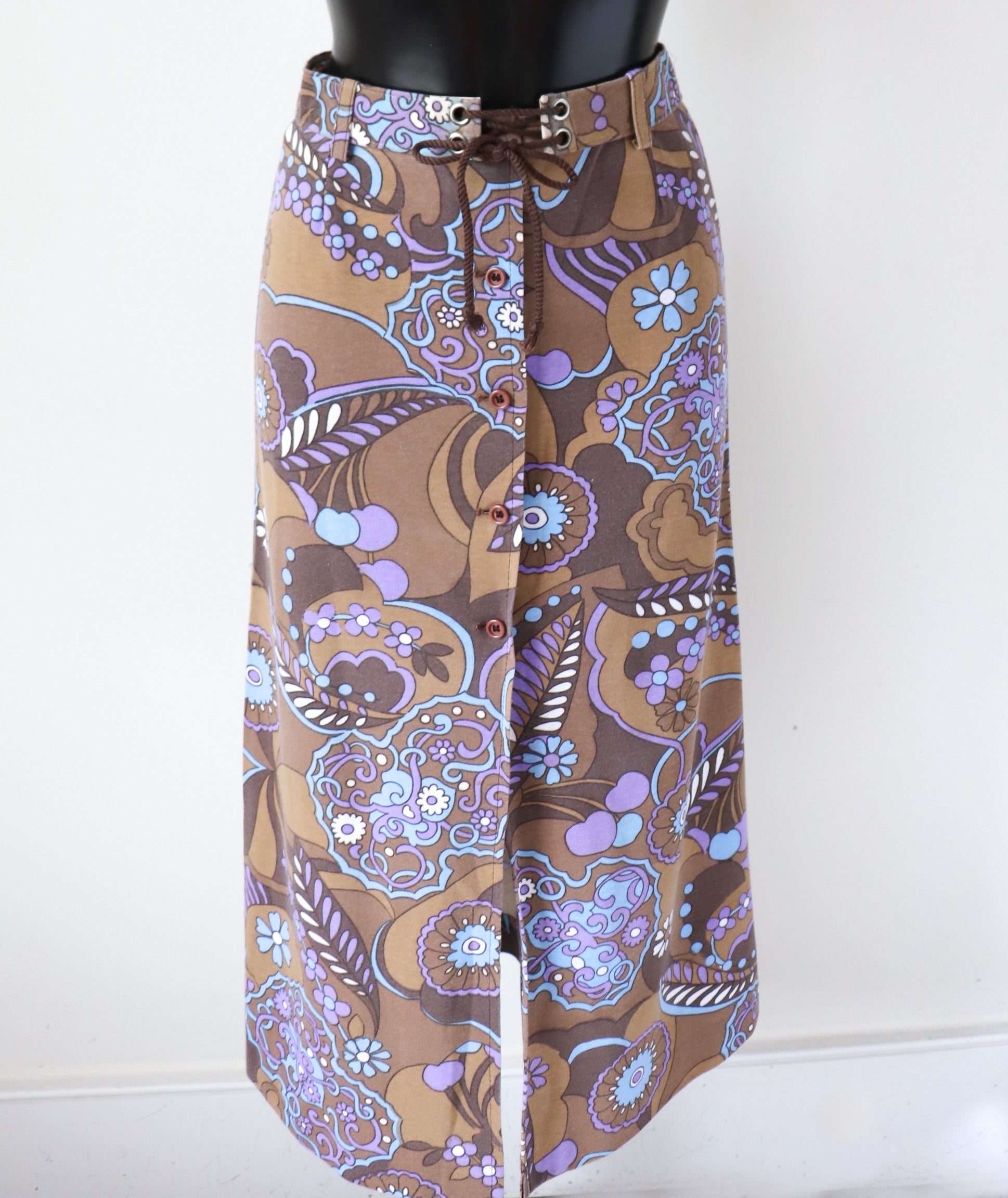 1960s Belted Midi Skirt (1 piece) - Psychedelic Go-Go - Fit XXS / UK 6