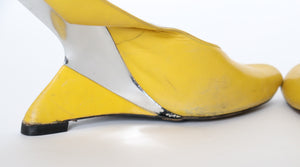 Charles Jourdan Cantilever Shoes - Yellow Leather - US 8B - Fit UK 5 / 38