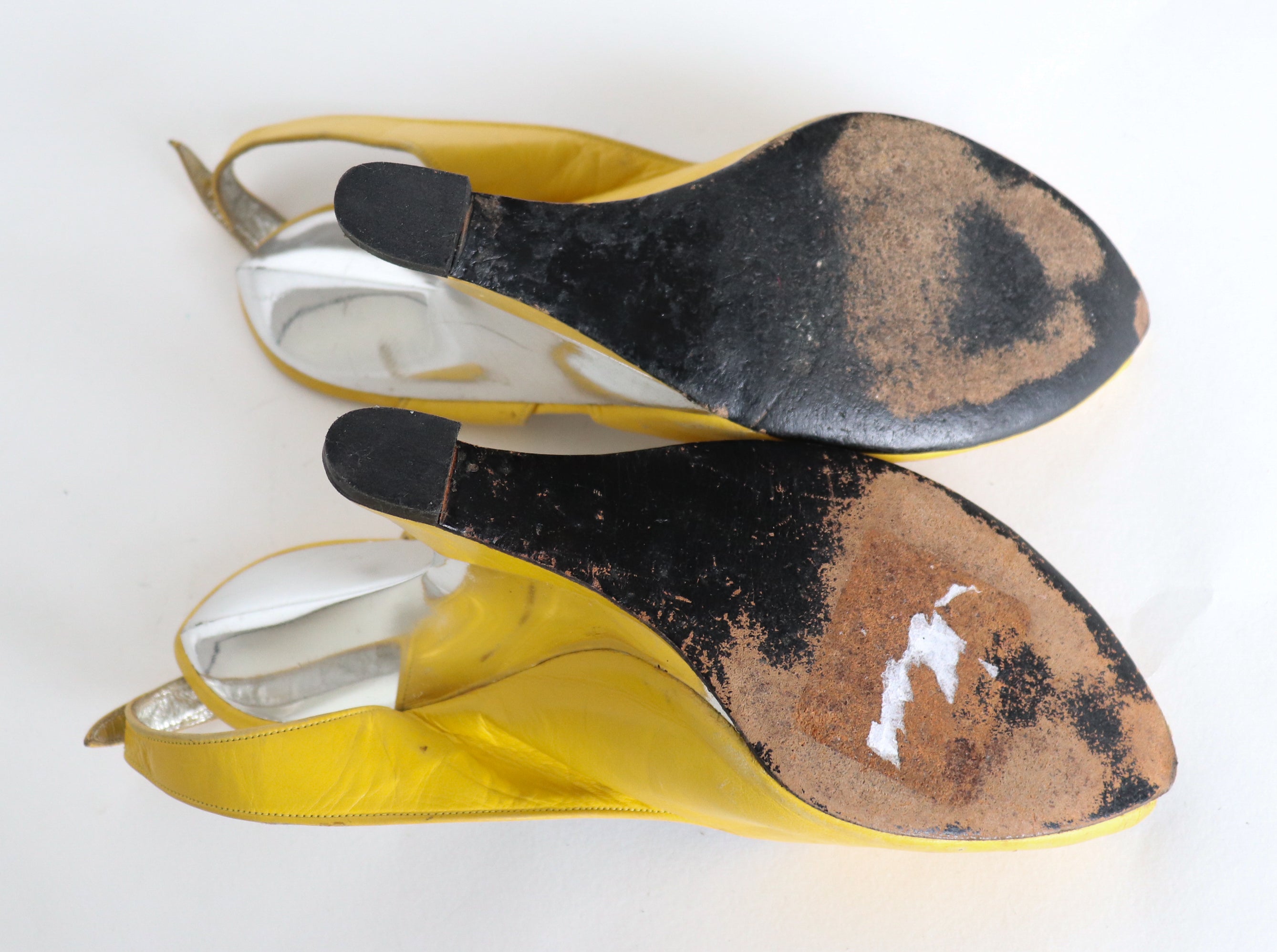 Charles Jourdan Cantilever Shoes - Yellow Leather - US 8B - Fit UK 5 / 38