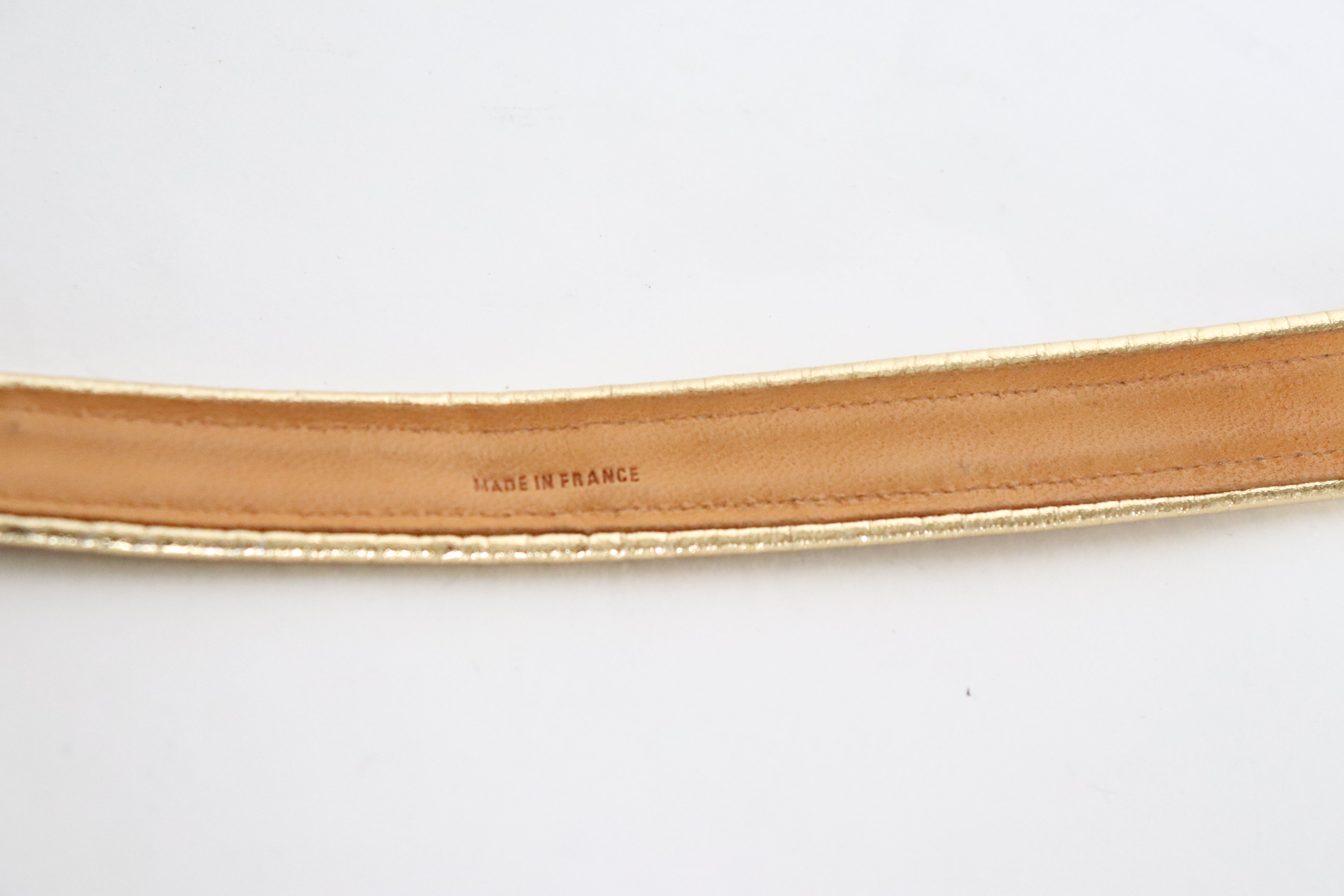 Tan Brown / Gold Leather Vintage Belt - Slim - Sepcoeur - XXS