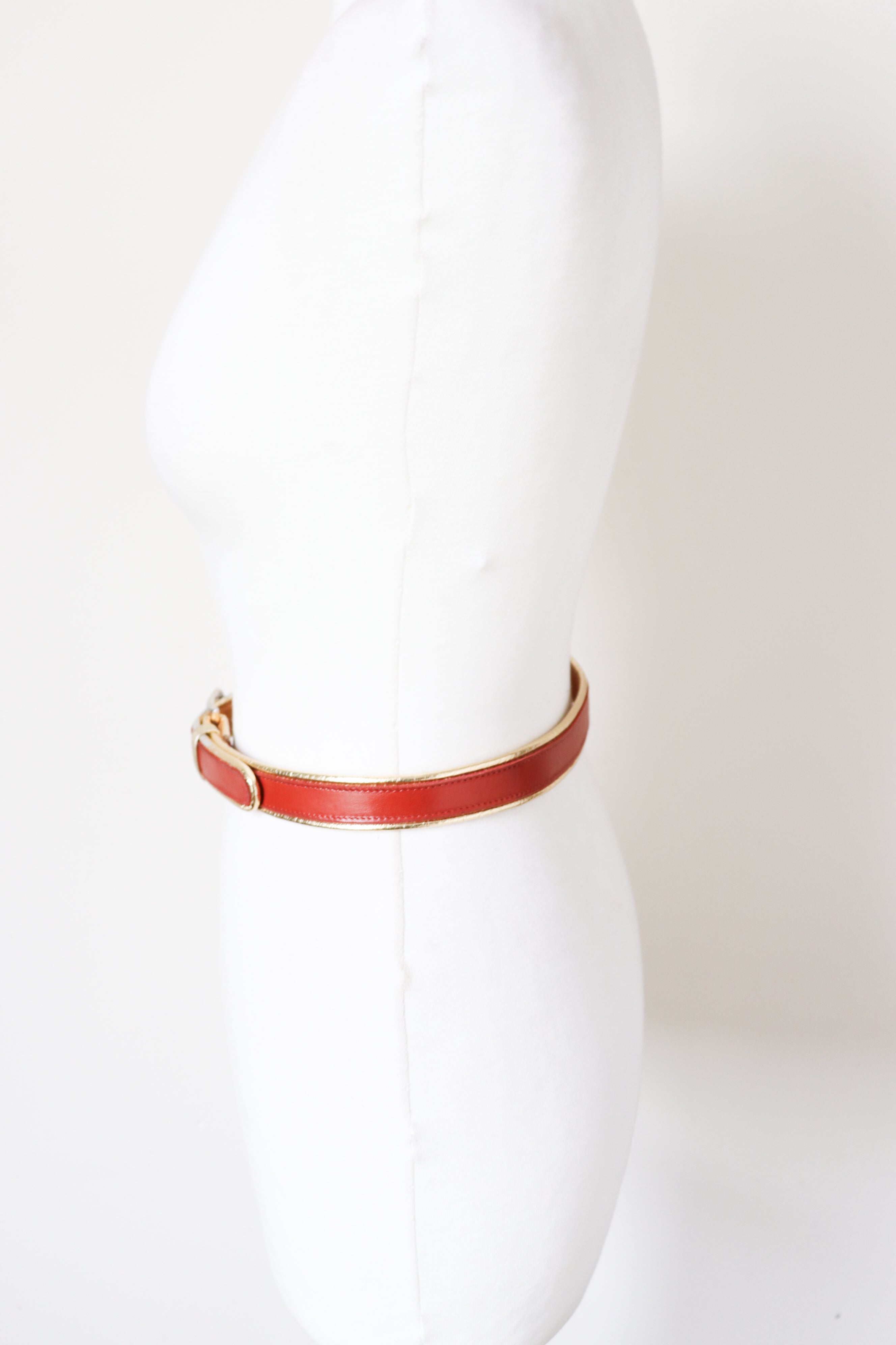 Tan Brown / Gold Leather Vintage Belt - Slim - Sepcoeur - XXS