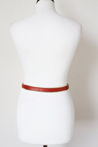 Tan Brown / Gold Leather Vintage Belt - Slim - Sepcoeur - XXS