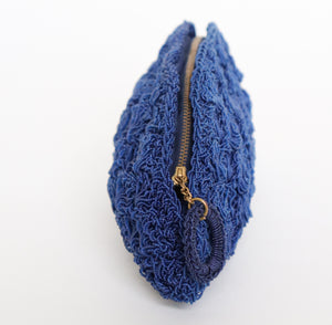 Vintage 1960s Beaded Clutch Bag - Blue - Small