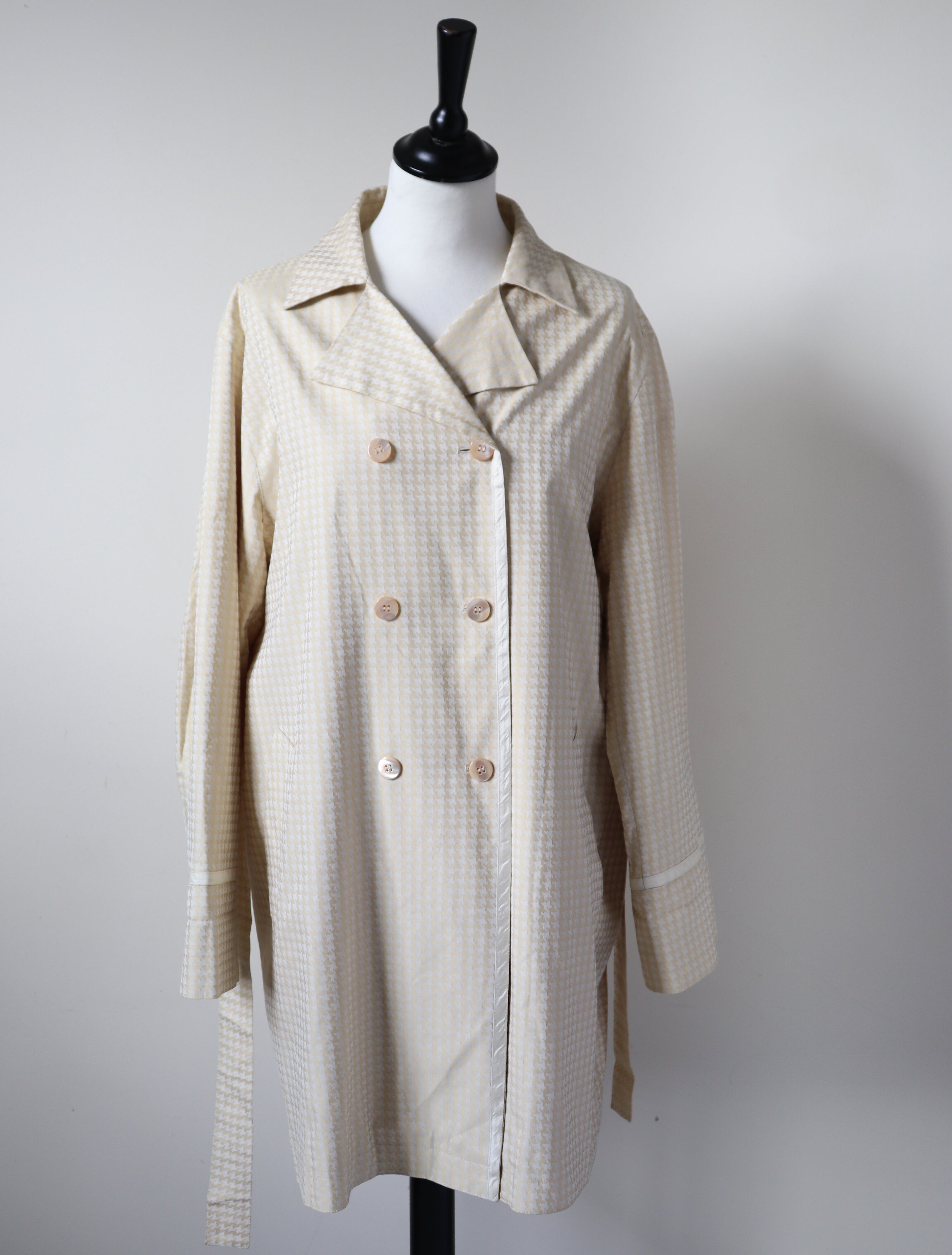 Trench Coat - Marella Cream Houndstooth - DESIGNER - Summer Coat - M / UK 12