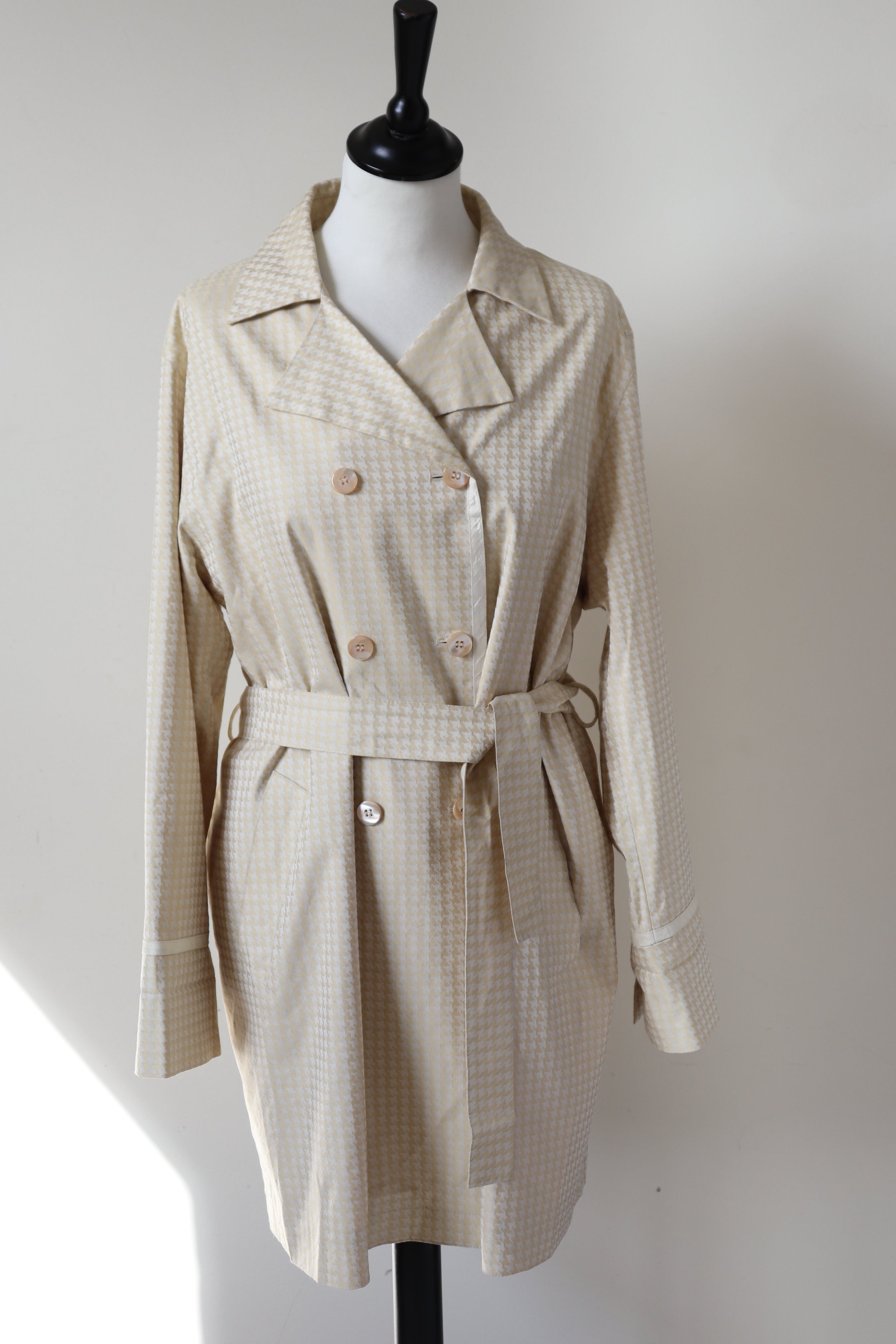 Trench Coat - Marella Cream Houndstooth - DESIGNER - Summer Coat - M / UK 12