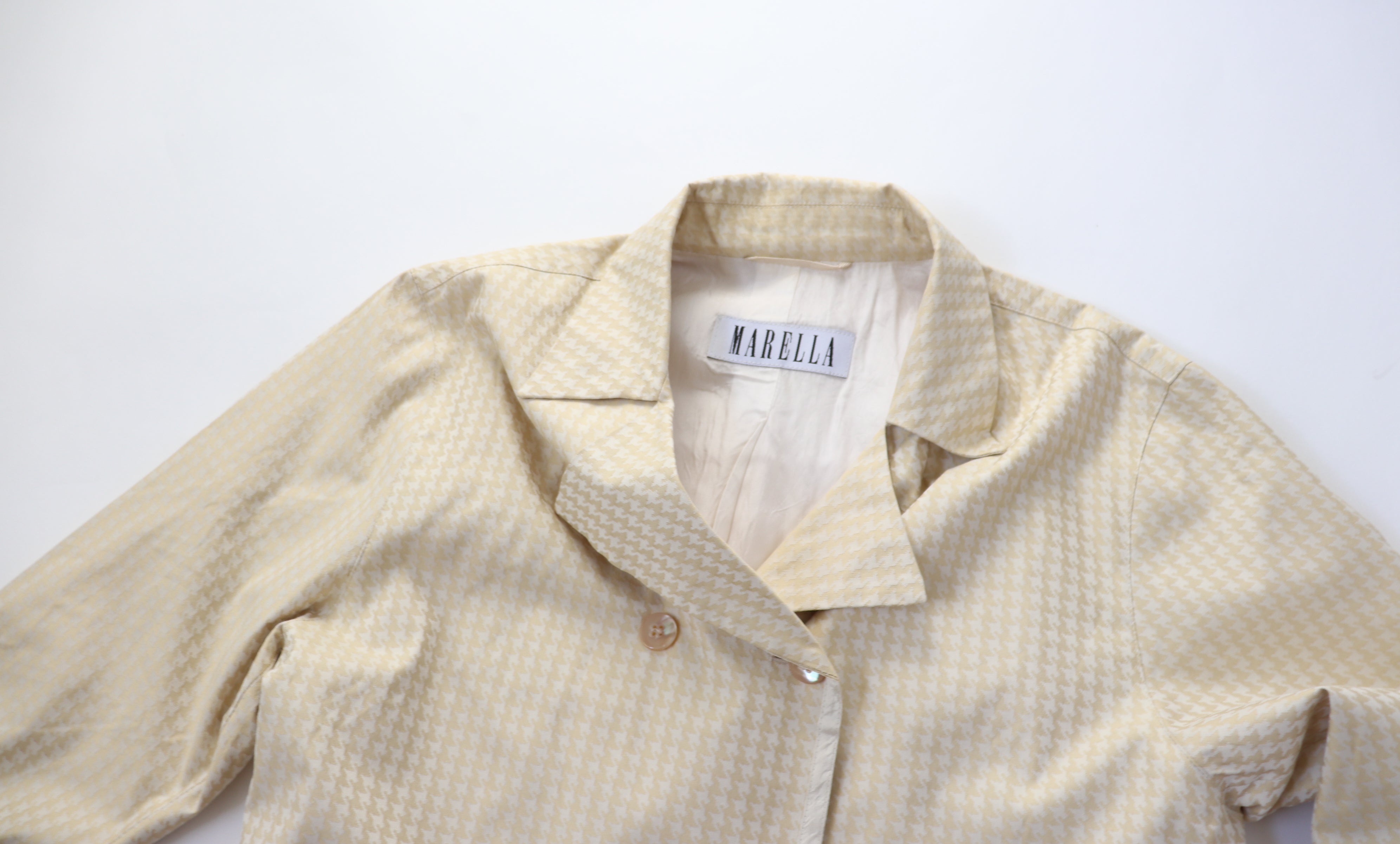 Trench Coat - Marella Cream Houndstooth - DESIGNER - Summer Coat - M / UK 12