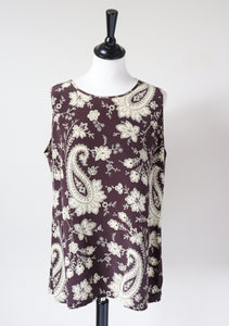 Jaeger Silk Sleeveless Top / Skirt Suit  - Paisley - Vintage 1990s - L /  UK 14