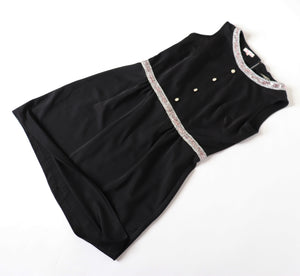 1960s Black Dress - Mod - Sequins -  Fit M / L - UK UK 12 / 14