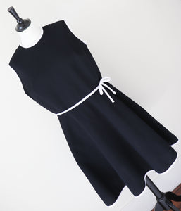 1960s Vintage Mod Dress - Tom Jones of Mayfair - Black / White - Fit L / UK 14