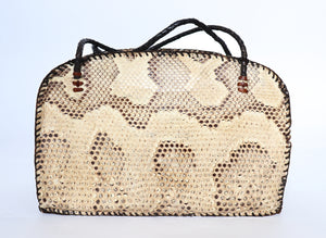 Large Genuine Snakeskin Vintage Tote Bag -  1960s - RARE