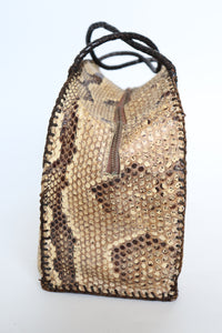 Large Genuine Snakeskin Vintage Tote Bag -  1960s - RARE