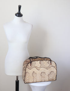 Large Genuine Snakeskin Vintage Tote Bag -  1960s - RARE