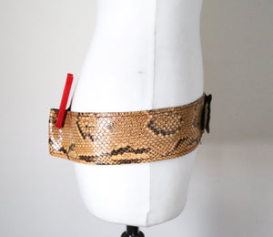 Genuine Snakeskin Leather  Vintage Belt - 1970s - Wide - M / L