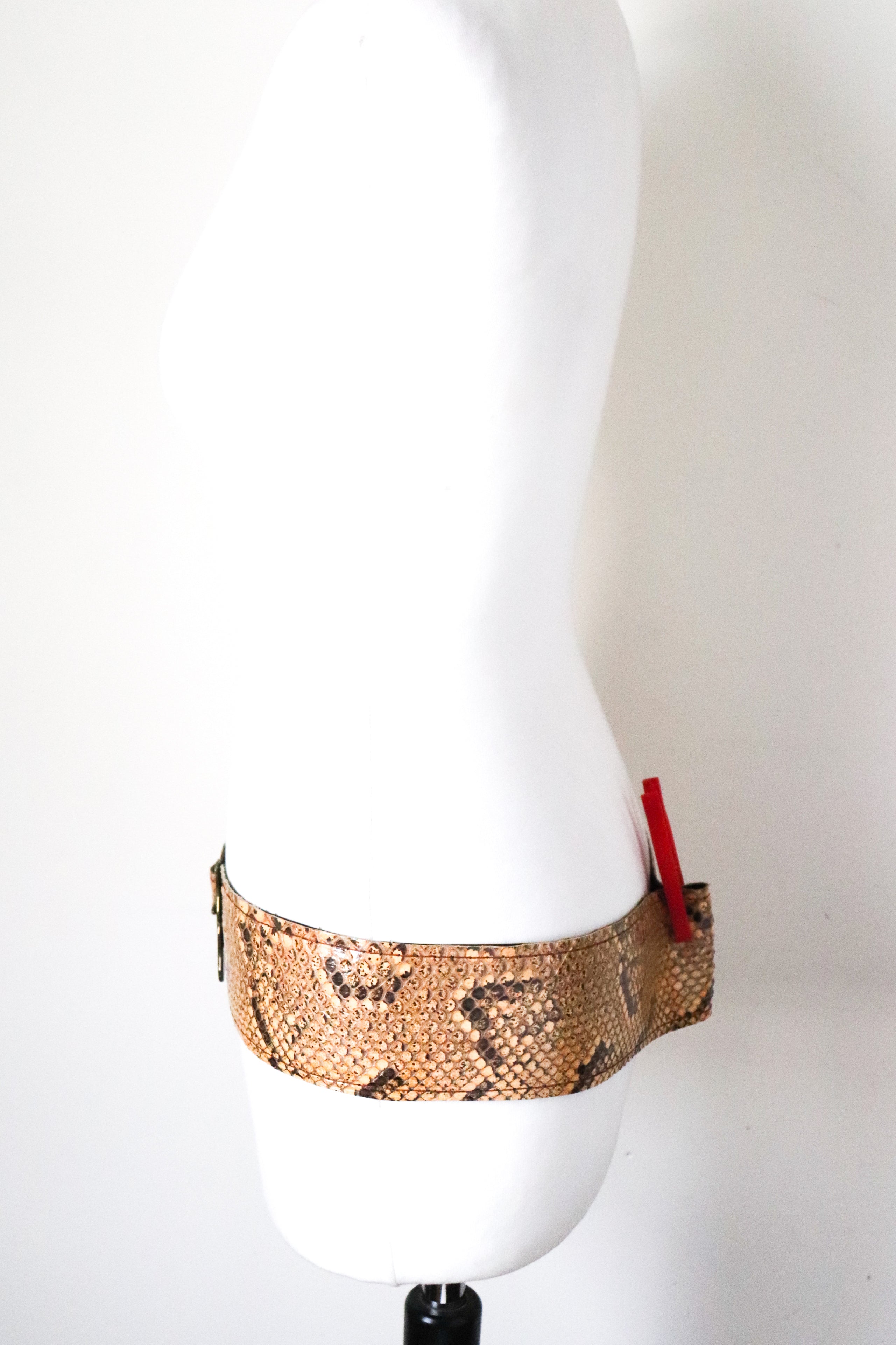 Genuine Snakeskin Leather  Vintage Belt - 1970s - Wide - M / L