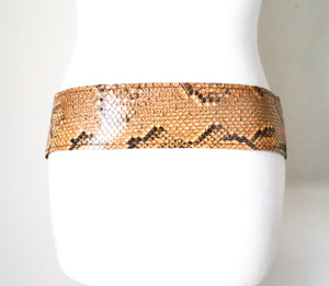 Genuine Snakeskin Leather  Vintage Belt - 1970s - Wide - M / L