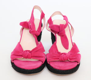 Hobbs Pink Wedge Sandals  - Suede Leather - 40 / UK 7