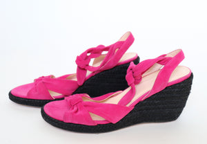 Hobbs Pink Wedge Sandals  - Suede Leather - 40 / UK 7