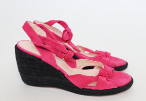 Hobbs Pink Wedge Sandals  - Suede Leather - 40 / UK 7