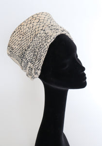 Atelier Lucas Vintage Hat -  Cream Snakeskin Print 1960s / 1940s - M