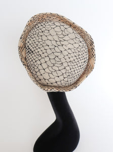 Atelier Lucas Vintage Hat -  Cream Snakeskin Print 1960s / 1940s - M