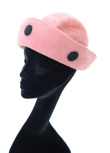 Vintage Pink Wool Hat - Turn Up Brim - 1980s - Medium