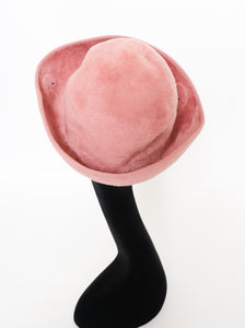 Vintage Pink Wool Hat - Turn Up Brim - 1980s - Medium