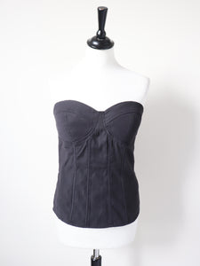 Black Corset Top - Cotton Blend - Silvian Heach - M / UK 12