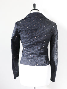 Black Lace Cotton Fitted Jacket  - Lined - Biba Style- XXS / XS - UK 6 / 8