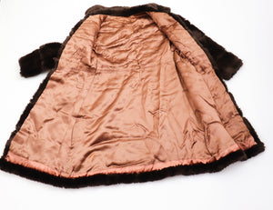 Faux Fur Vintage Coat - 1960s  1970 - Brown - S /  UK 10