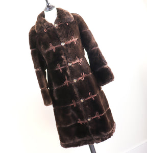 Faux Fur Vintage Coat - 1960s  1970 - Brown - S /  UK 10