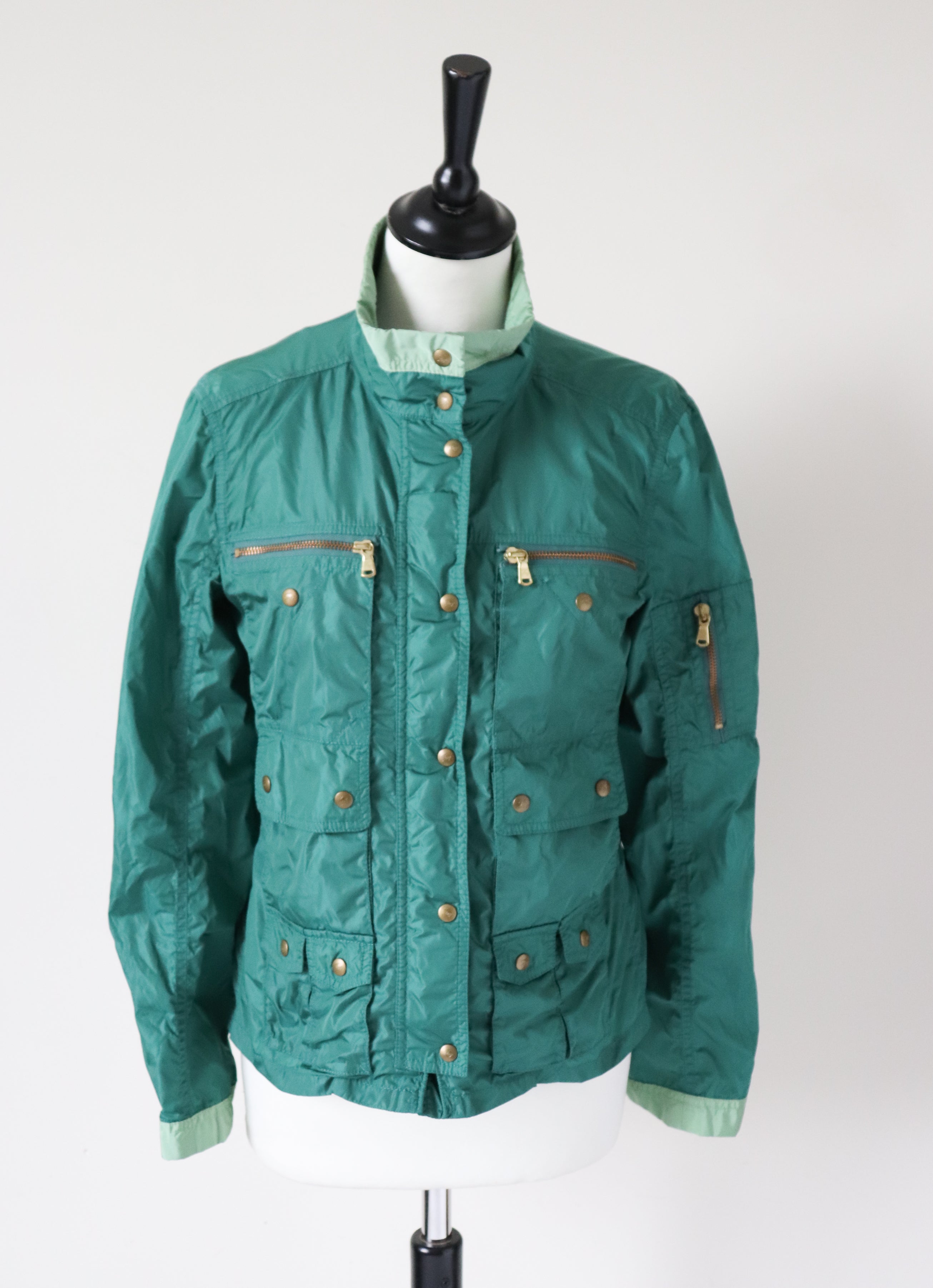 Fay Nylon Women’s Jacket / Windbreaker - Green- Field / Biker  - S / UK 10