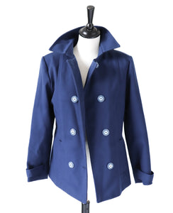 1960s Vintage Pea Coat / Jacket - Blue - S /  UK 10