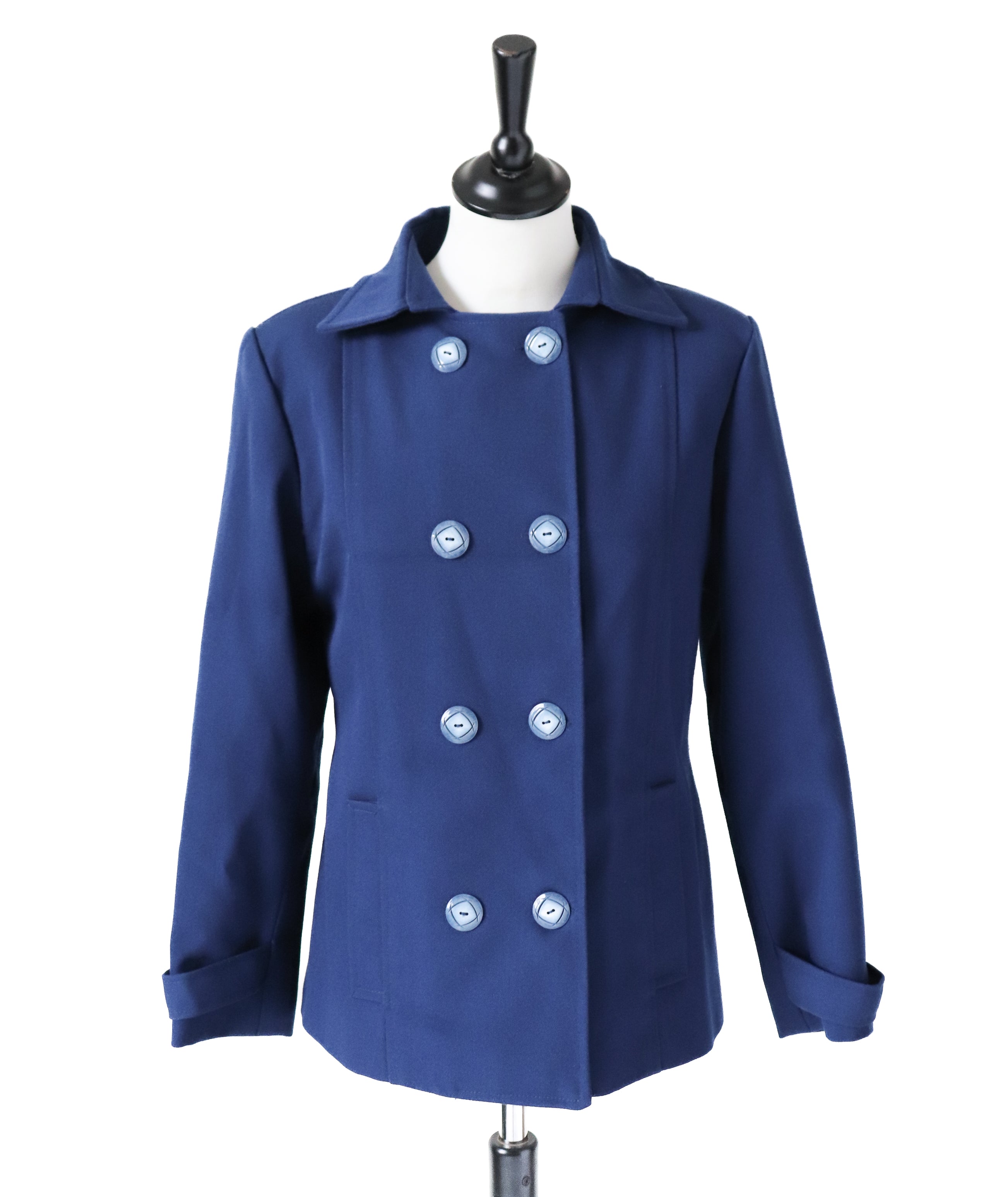 1960s Vintage Pea Coat / Jacket - Blue - S /  UK 10