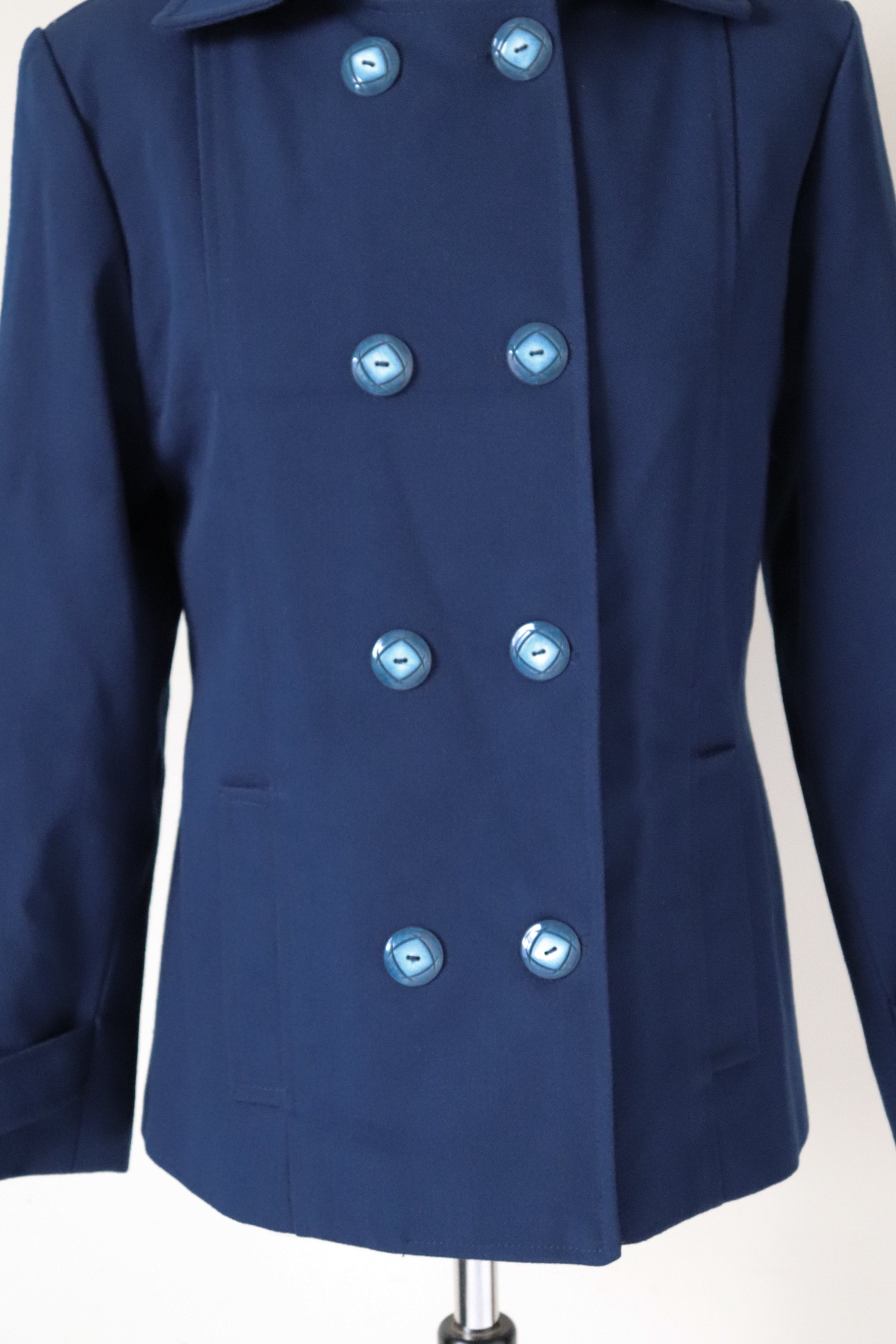 1960s Vintage Pea Coat / Jacket - Blue - S /  UK 10