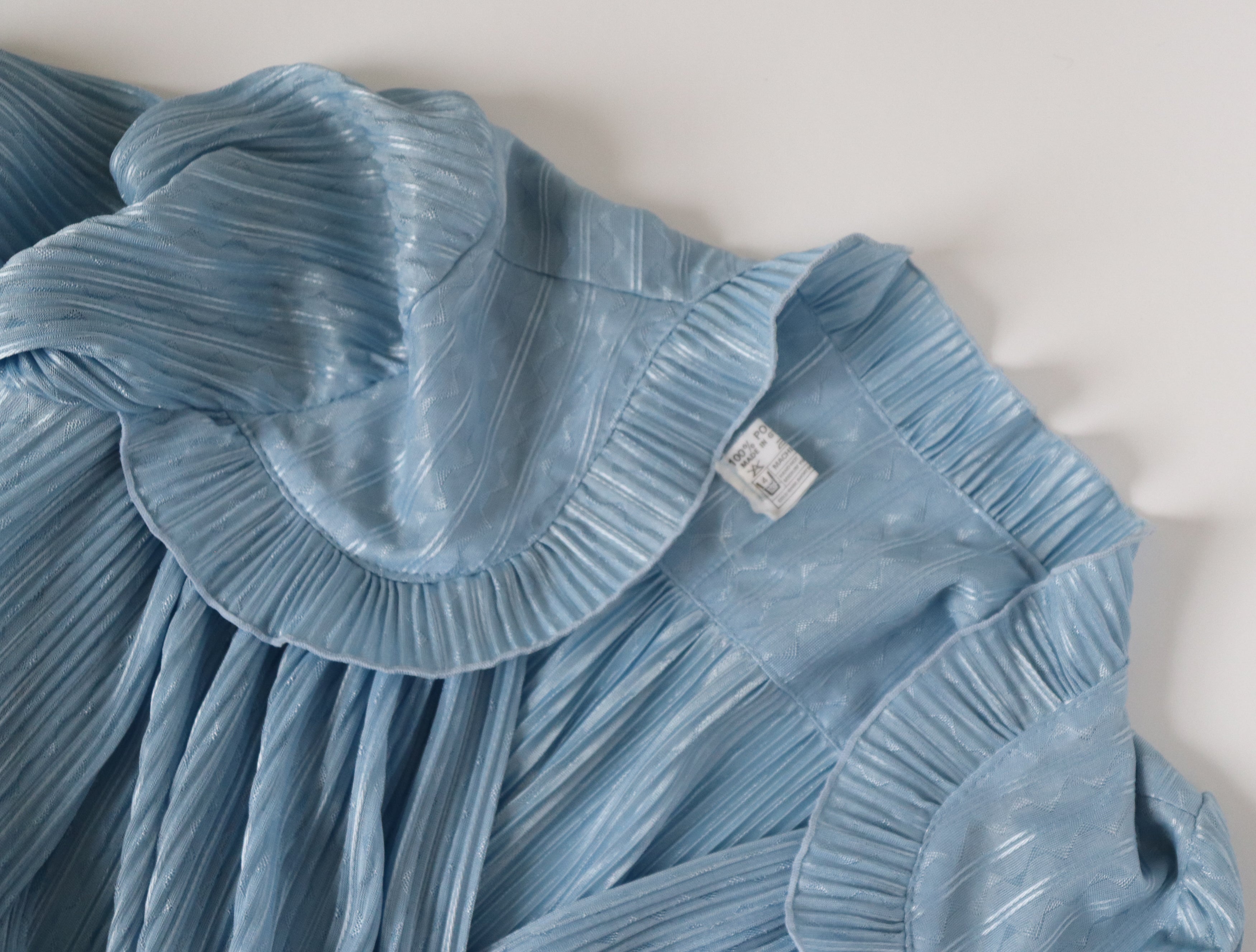Pleated Polyester Dress - Elastic Waist - 1980s Vintage - UK 10 / 12 Short