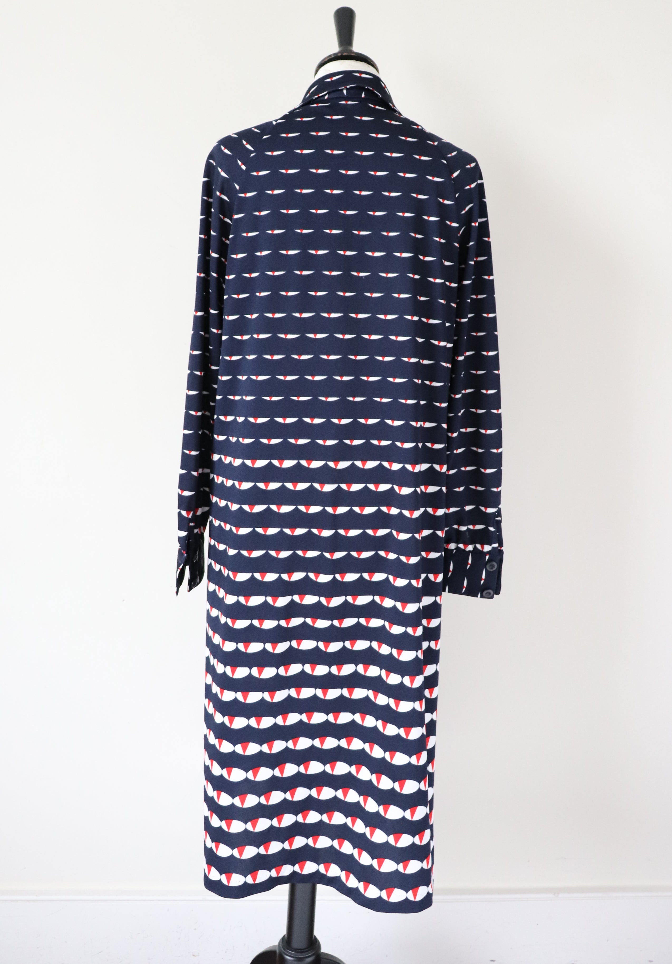 Cecil Barriere 1970s Vintage  - Blue Op-Art Print - Fit L /  UK 14