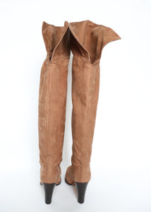 Over The Knee / Thigh High Boots - Vintage - Brown Nubuck Suede Leather - 40 / UK 7