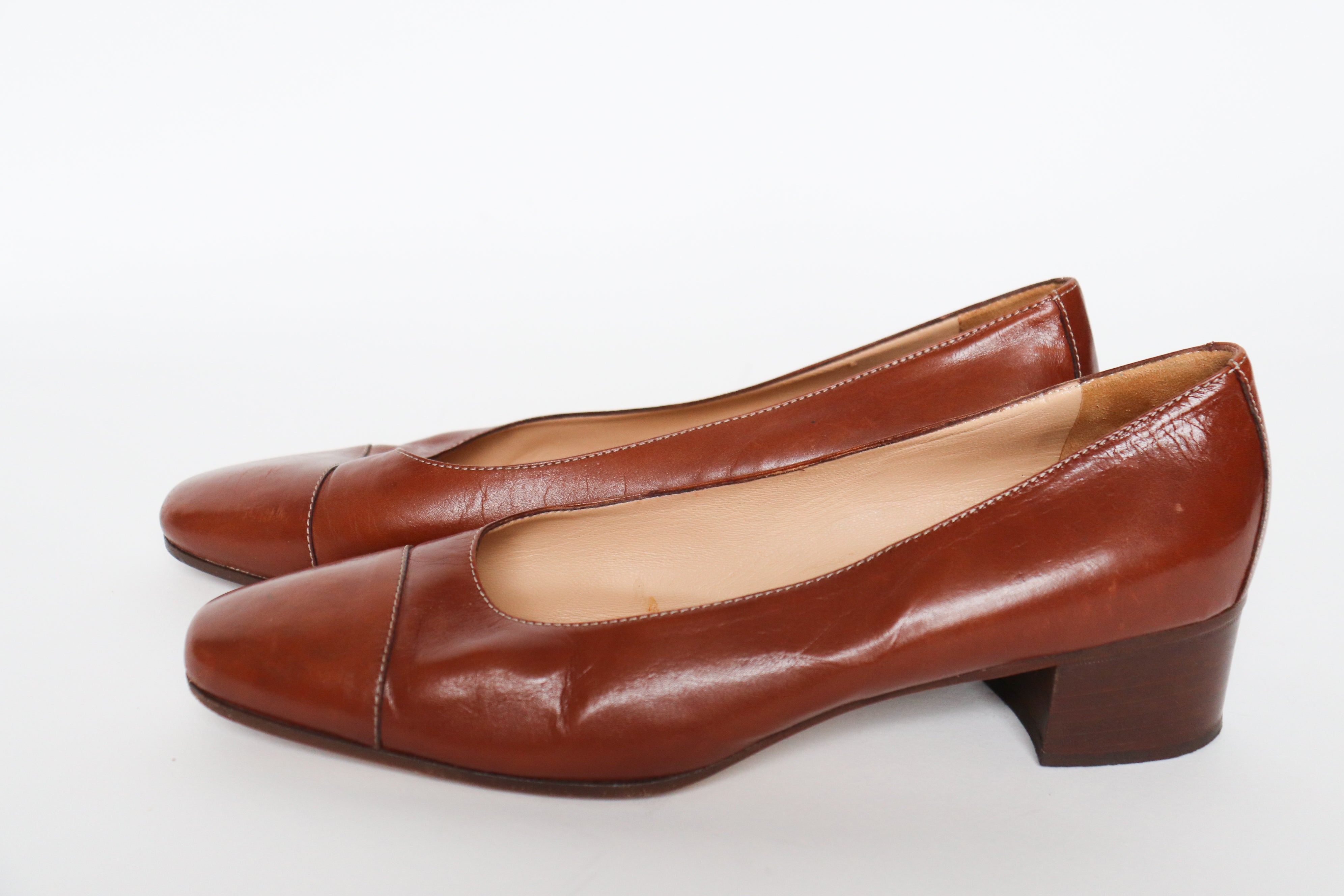 Cap Toe Vintage Pumps - Brown Leather - Livia Vergallo - Label 41 / UK 7.5 / 8