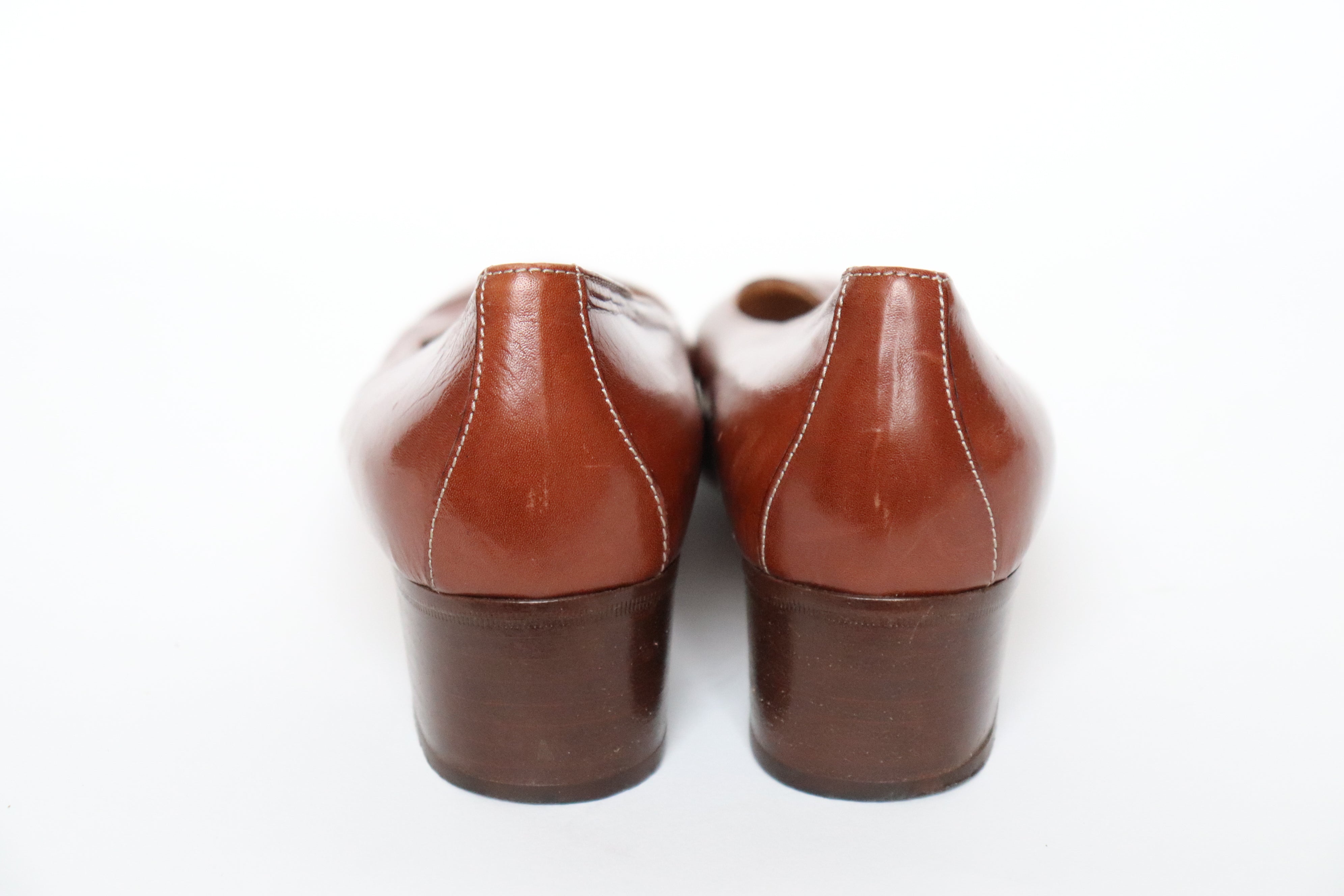 Cap Toe Vintage Pumps - Brown Leather - Livia Vergallo - Label 41 / UK 7.5 / 8