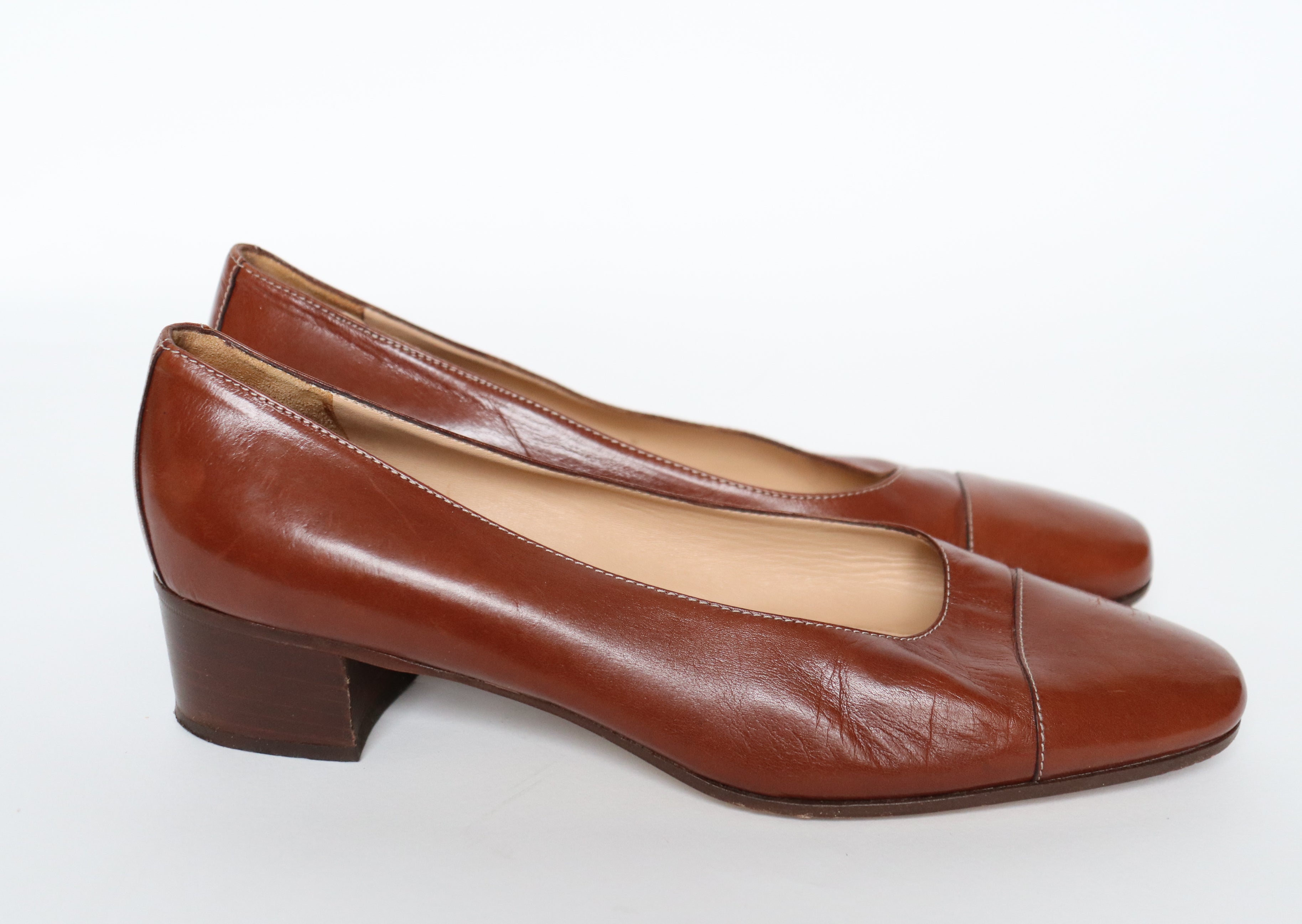 Cap Toe Vintage Pumps - Brown Leather - Livia Vergallo - Label 41 / UK 7.5 / 8