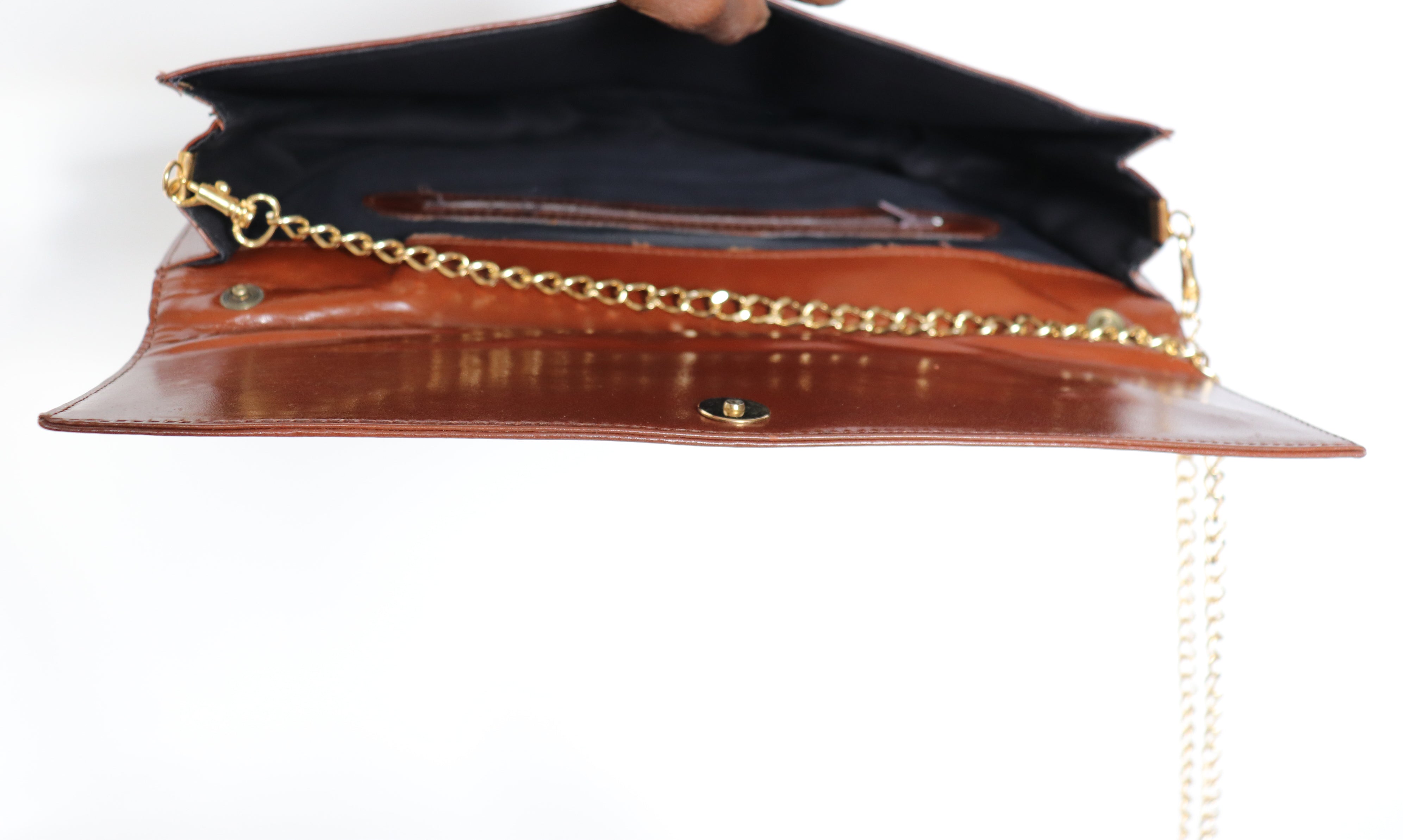 Brown Shoulder Bag / Clutch Bag - Vintage 1980s- Faux Leather - Medium