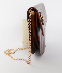 Brown Shoulder Bag / Clutch Bag - Vintage 1980s- Faux Leather - Medium