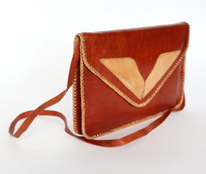 Crossbody Bag / Envelope Clutch - African Leather  - Tan Brown - Small  - Unused