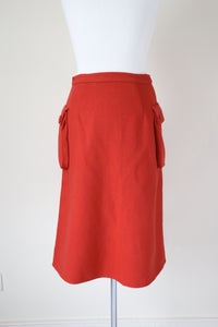 Tweed Skirt - Orange Wool Blend - Cargo Style- Fit XS /  UK 8