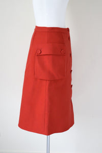 Tweed Skirt - Orange Wool Blend - Cargo Style- Fit XS /  UK 8