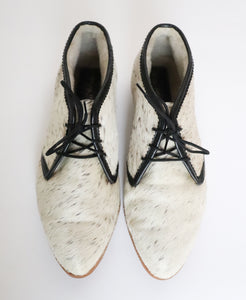 Vintage Lace-Up Shoes -  Bovine Fur / Leather - 1960s Miss Rayne - 39.5 / UK 6.5