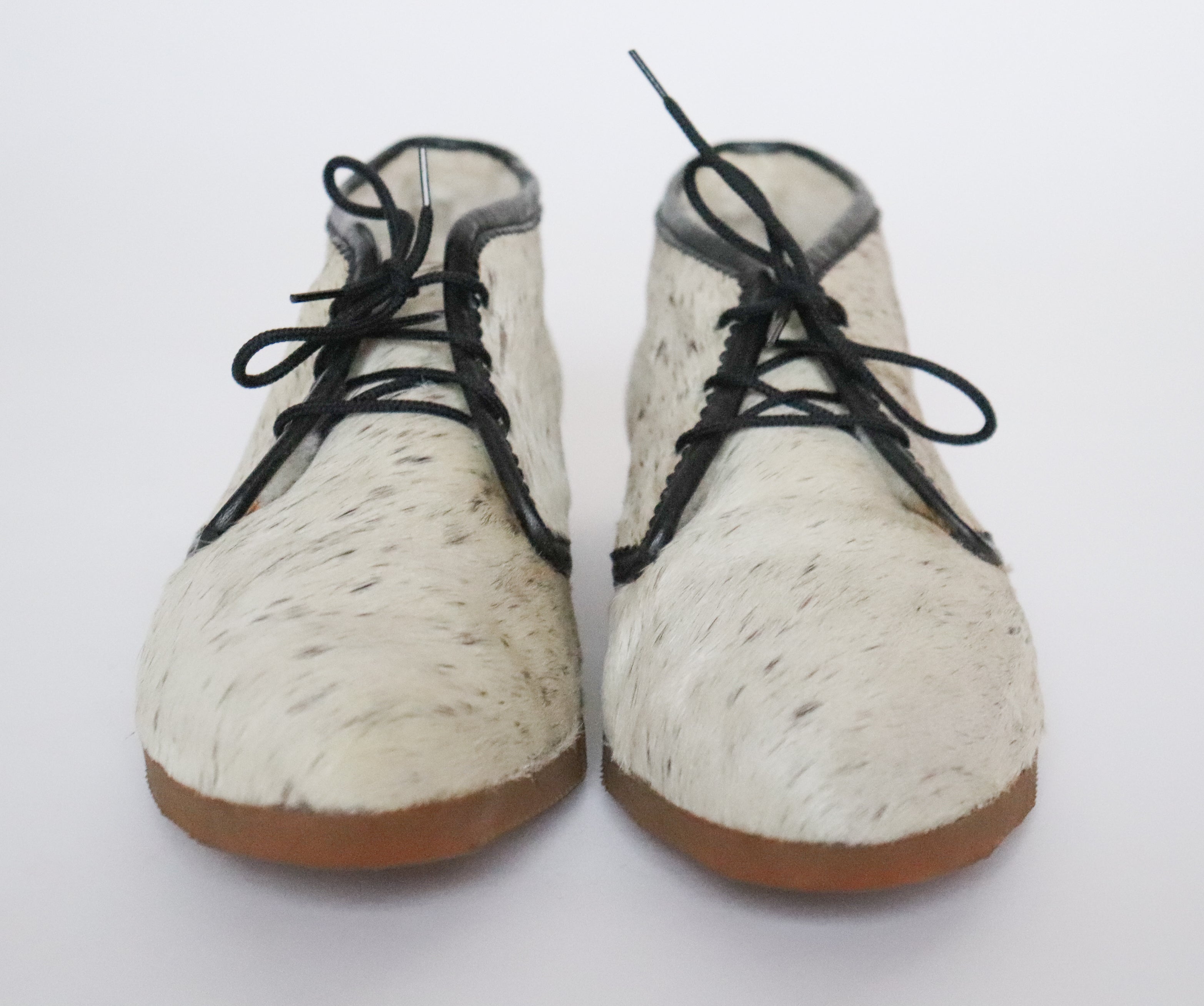 Vintage Lace-Up Shoes -  Bovine Fur / Leather - 1960s Miss Rayne - 39.5 / UK 6.5