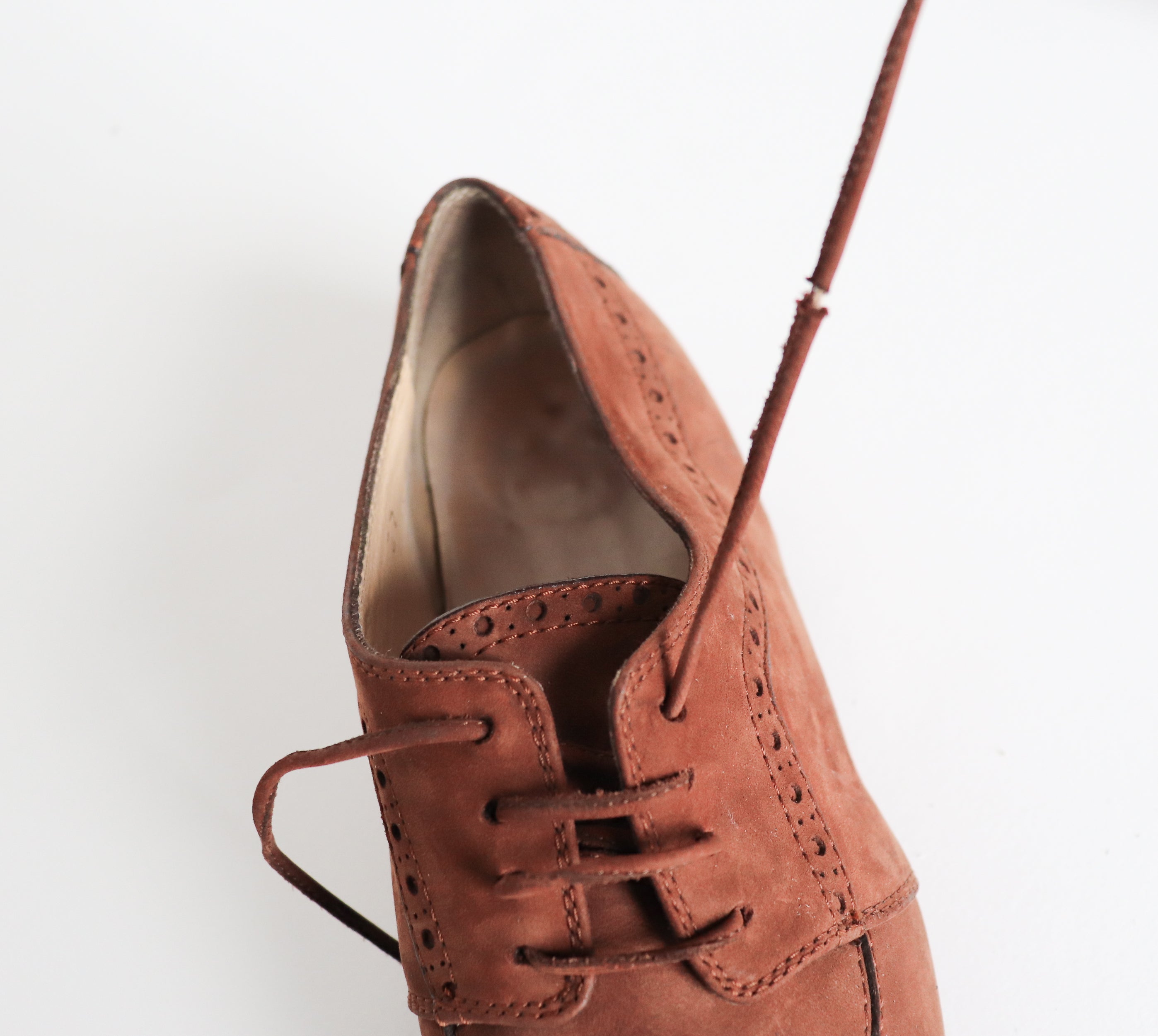 Vintage 1960s Flat Lace-Up Shoes - Brown Suede - Deva - 37 / UK 4