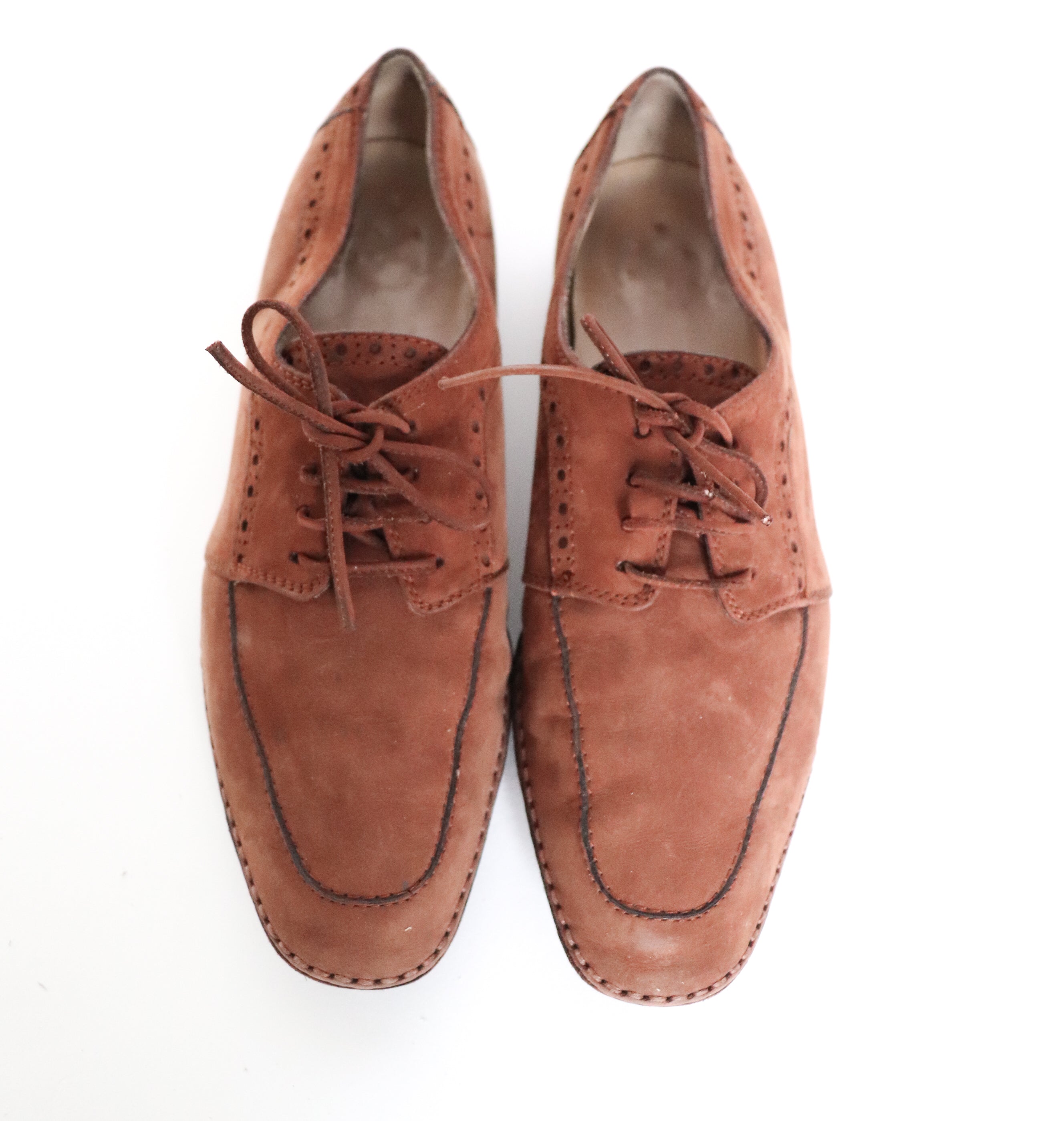 Vintage 1960s Flat Lace-Up Shoes - Brown Suede - Deva - 37 / UK 4