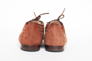 Vintage 1960s Flat Lace-Up Shoes - Brown Suede - Deva - 37 / UK 4